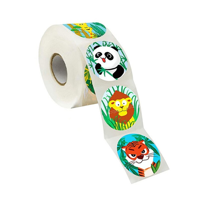 1 Roll Cartoon Animal Stickers Adhesive Tape Child Teacher Reward Sticker