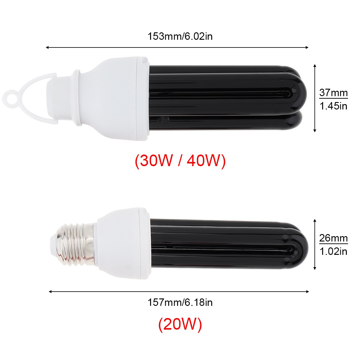 20/30/40w uv sort lys tiltrækkende insekter lampe cfl landbrugs lys 365nm 12v ultraviolet lampe fælde lys
