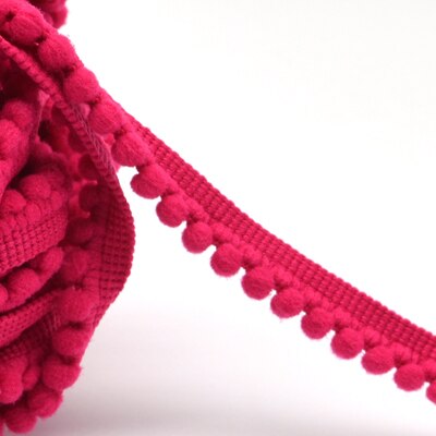 5yd/lot 10mm breedte kleurrijke kleine PP bal kant lint kwastje trim naaien materiaal accessoires voor woondecoratie: rose 406