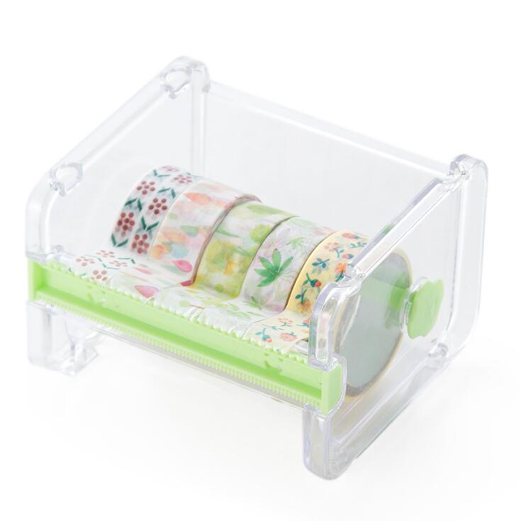 Praktische Transparante Plastic Plakband Dispenser Office Desktop Tape Houder Met Tape Cutter