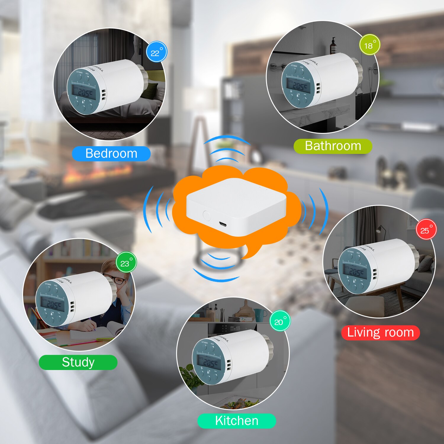 Smart Heating Radiator Thermostat Compatible Alexa Google Home Programmable Thermostatic Radiator Valv Temperature Controller