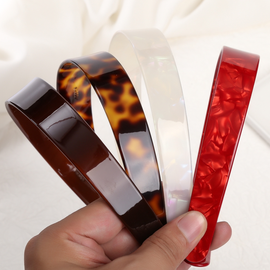 fascia per capelli leopardata fascia per capelli in acetato per ragazze e donne accessori per capelli rossi elegante copricapo moda francese largo 2.5cm