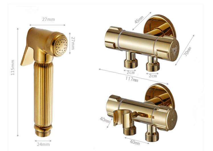 Bidet vandhane væg håndholdt bidet spray bruser sæt toilet shattaf sprøjte douche kit bidet vandhane sæt guld