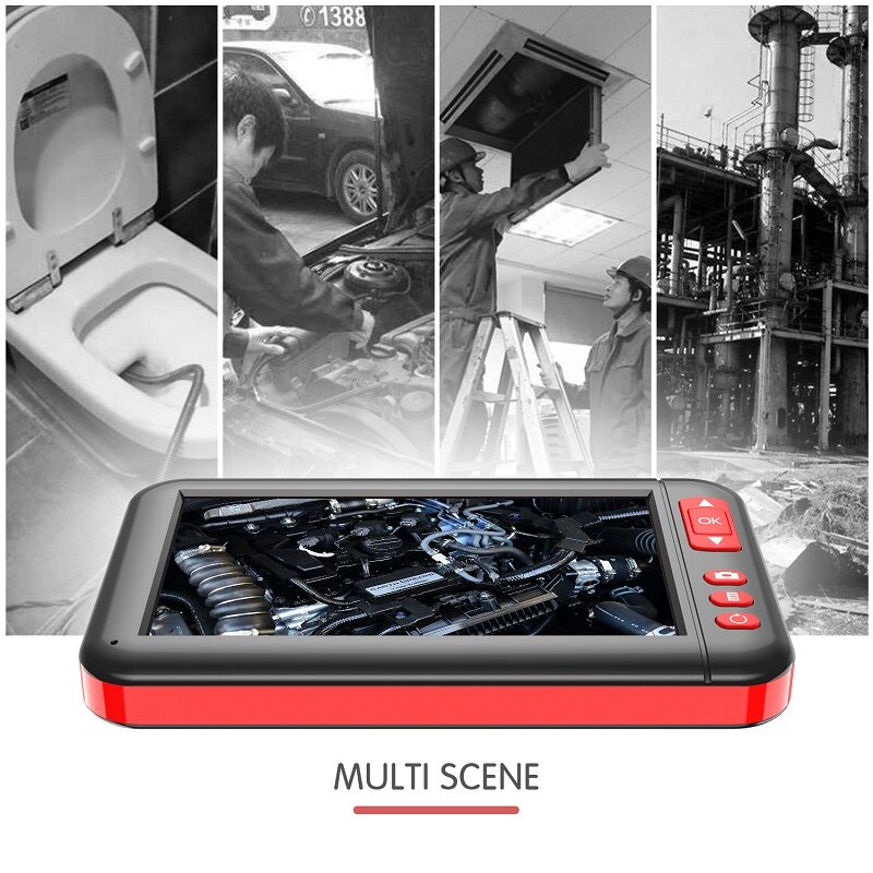 4.3 Inch Screen Industrial Endoscope Camera HD1080P Monitor Car Inspection Borescope 8MM Lens 8 LEDs IP67 Waterproof F200