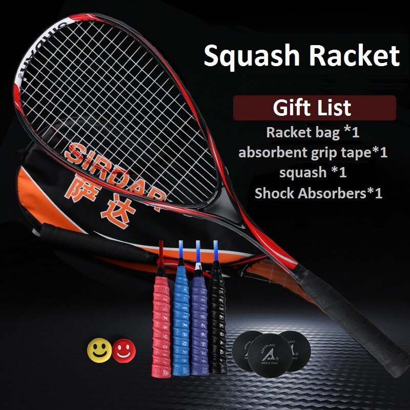 Squash Racket Full Carbon Fiber Ultra-light Starter Suit Training Full Set Of Accessories Men Women With Bag -41
