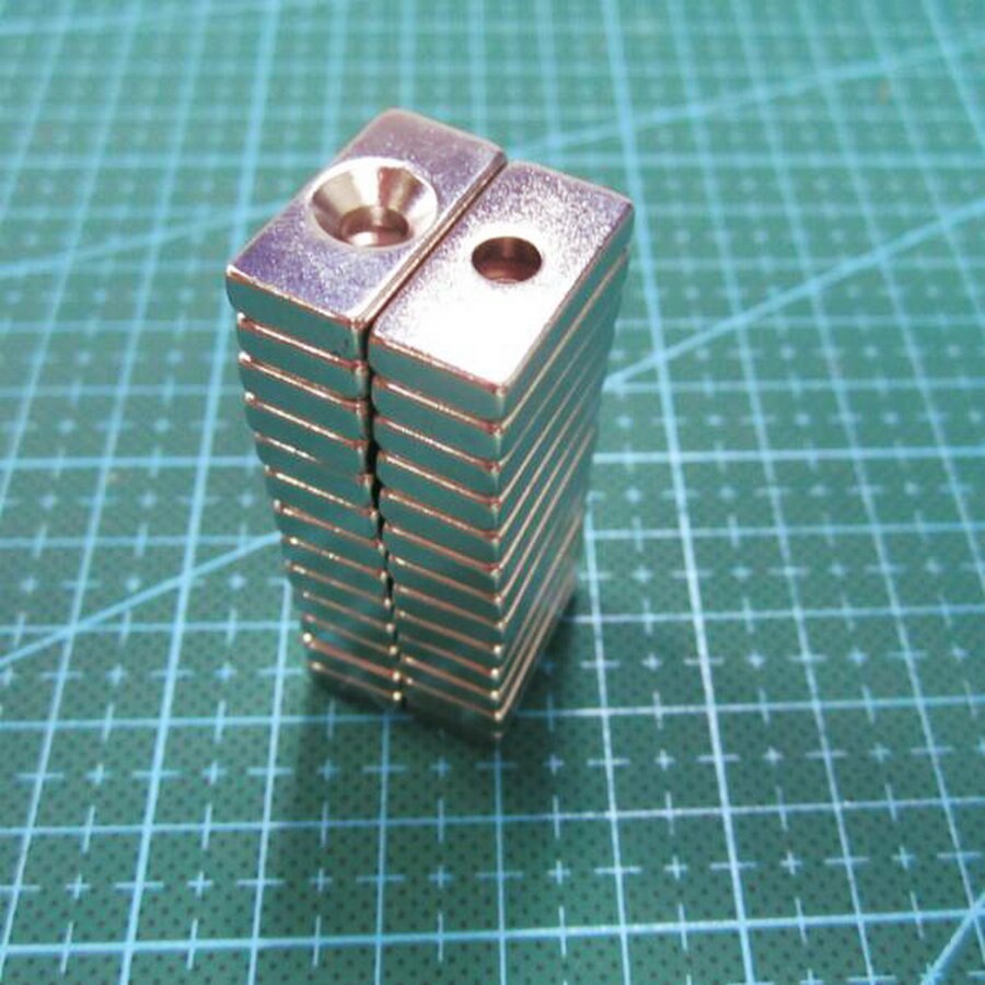 2pcs NdFeB Fix Magnet 20x10x4 mm with M4 Screw Countersunk Hole Block N42 Neodymium Rare Earth Permanent Magnet 20*10*4-4