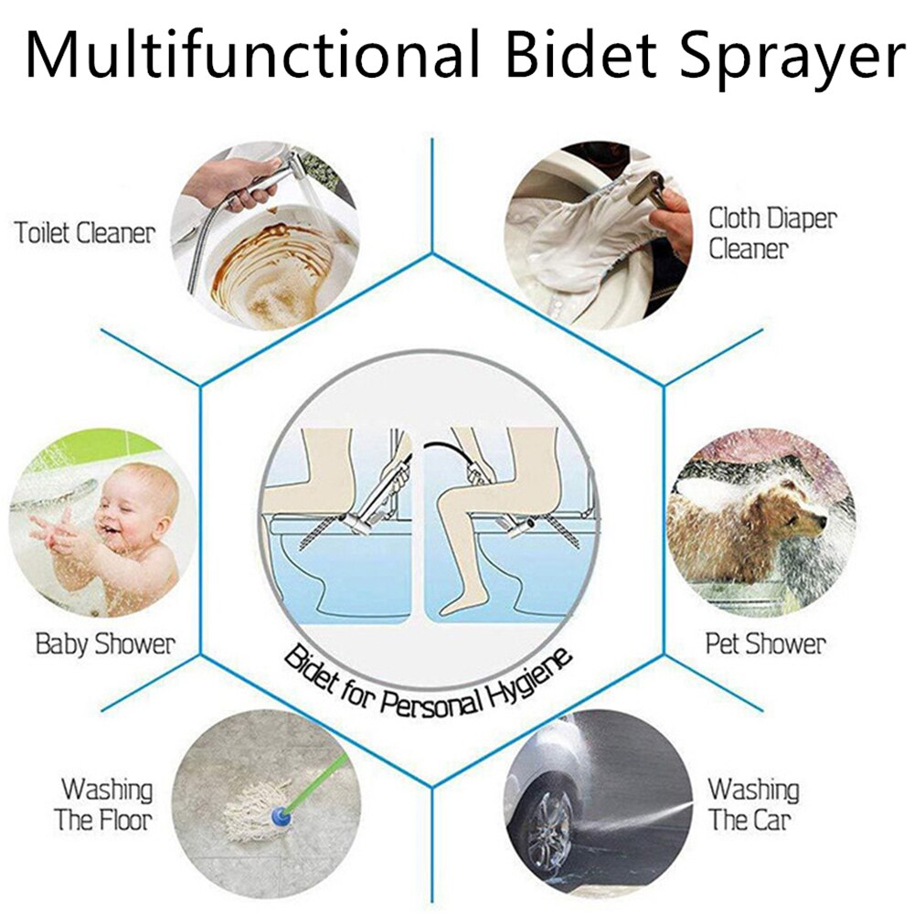 Toilet Bidet Faucets Sprayer Handheld Bidet Sprayer Toilet Stainless Steel Bidet Spray Bathroom Hand Shower Bidet Set Self Clean