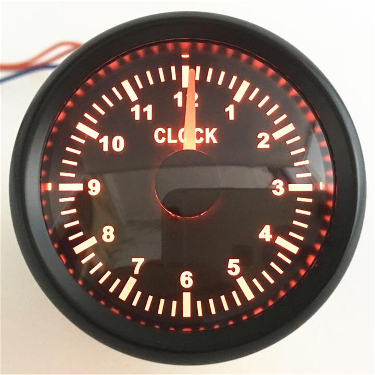 Jauges d&#39;horloge automatique 52mm, 1 pièce, 0-12 heures affichage compteur horloge rétro-éclairage rouge 9-32v pour voiture bateau moto