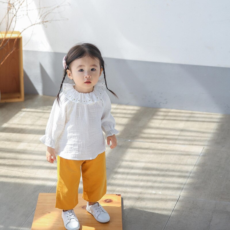 Spring and Autumn Baby Shirt Baby Cotton Shirt girls blouses white color shirt toddler