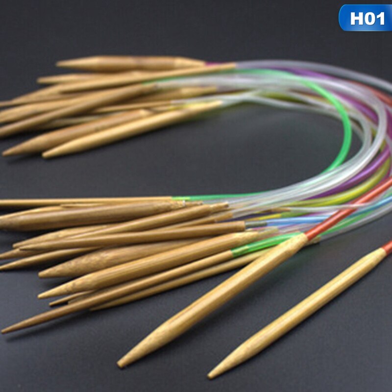 Multicolor tube 18 stuks/set bamboe rondbreinaalden set 40-120cm: 40 cm