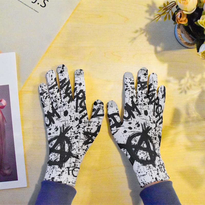 Guantes creativos con estampado de calavera para hombre y mujer, guantes de punto con pantalla táctil del teléfono móvil, para deportes de invierno, cálidos, mitones de conducción