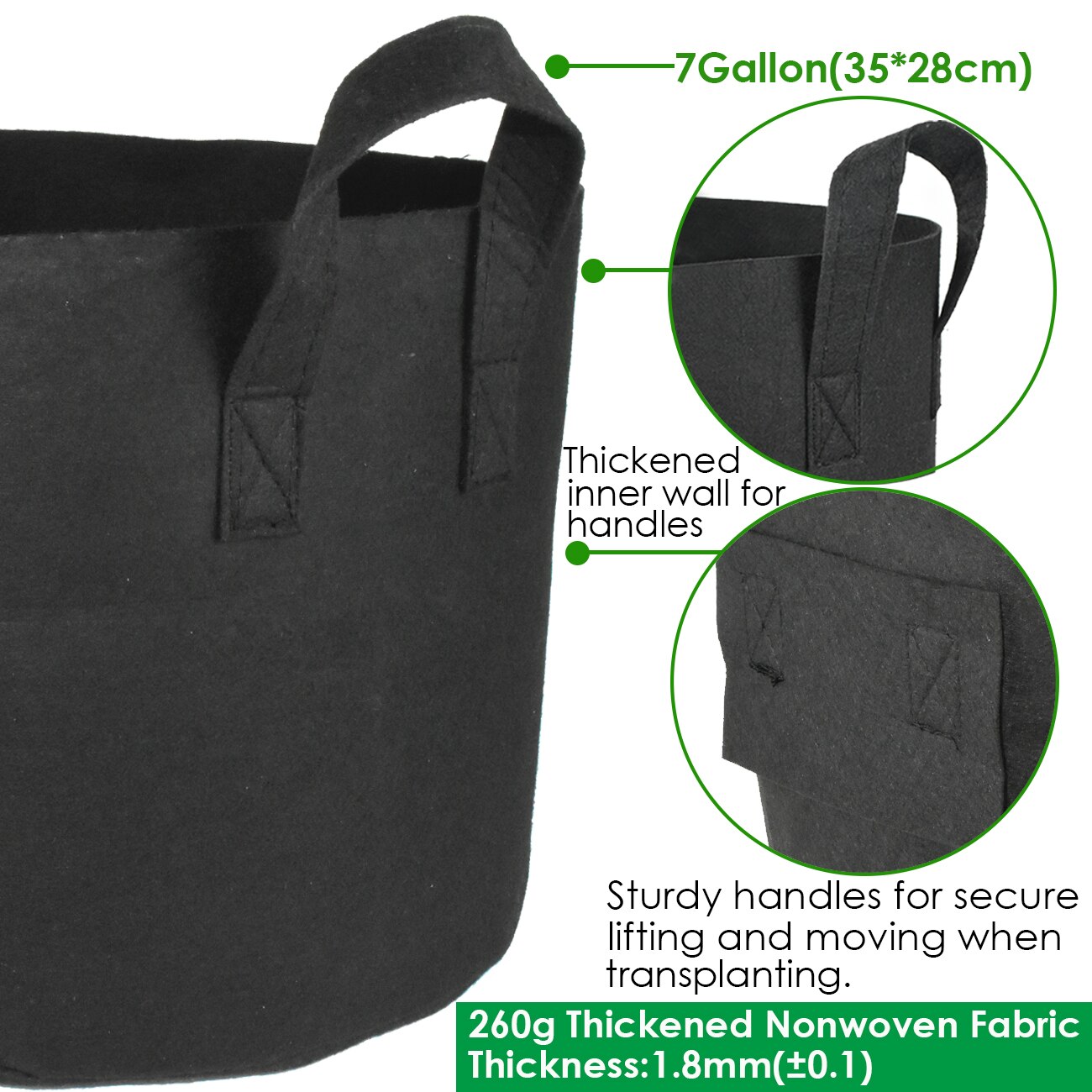 3/5/7/10/15 Gallon Grow Bags Grow Bag Gardening Nonwoven Fabric Grow Pot Vegetable Growing Planter Garden Flower Planting Pots