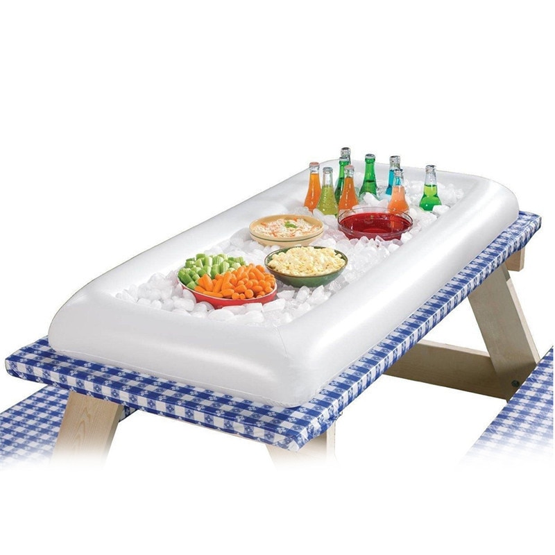 Summer Inflatable Beer Table Pool Float Water Party Air Mattress Ice Bucket /Salad Bar Tray Food Drink Dining Table