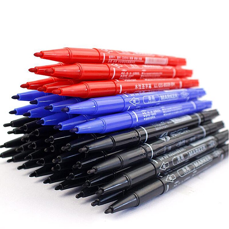 10pcs Double-headed Marker Pen Oily Waterproof Marker Pen for Tyre Markers Quick Drying Signature Pen Stationery Supplies