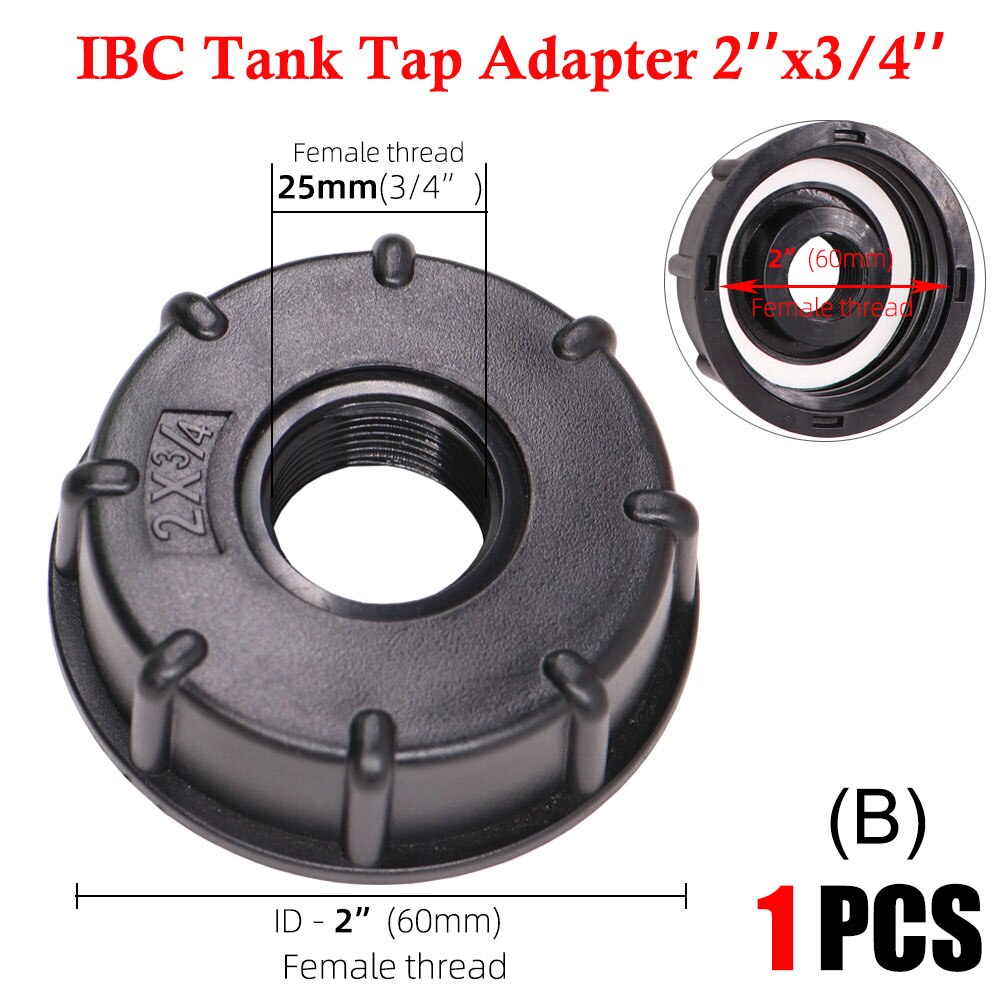 Durable IBC Tank Tap Adapter S60*6 Coarse Thread to 1/2'' 3/4'' 1" 16mm Faucet Valve Fitting Garden Home Connectors Irrigation: Bx1PCS