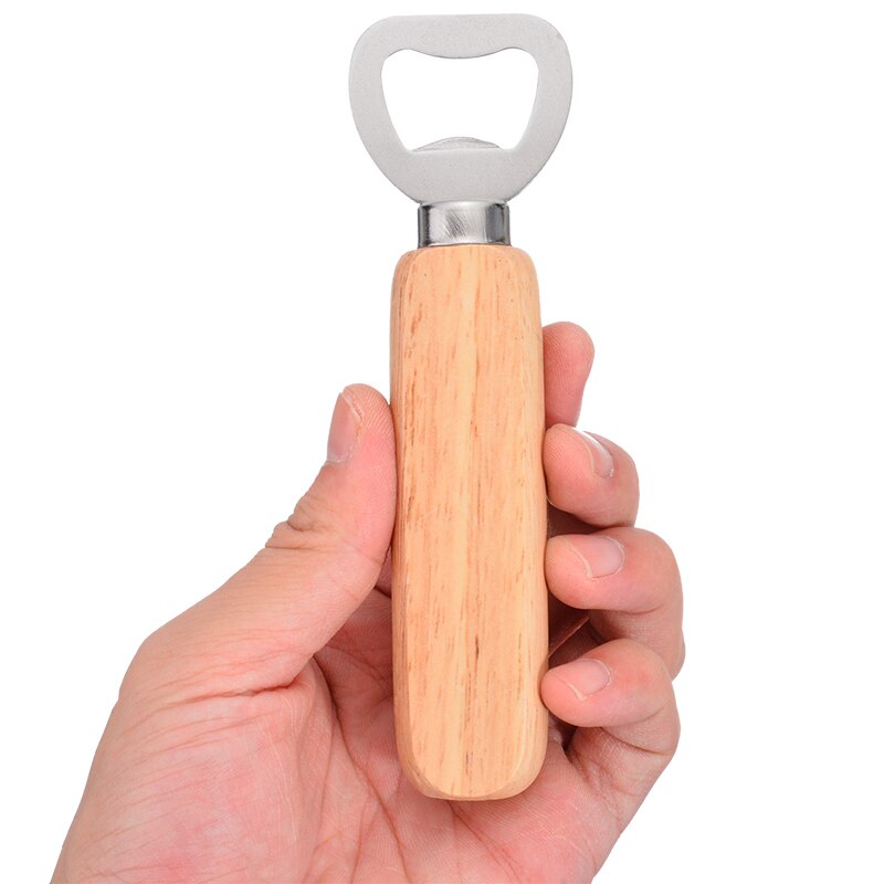 10 stuks Houten Handvat Barman Flesopener Handheld Wijn Bier Soda Glas Cap Flesopener voor Keuken Bar Tool