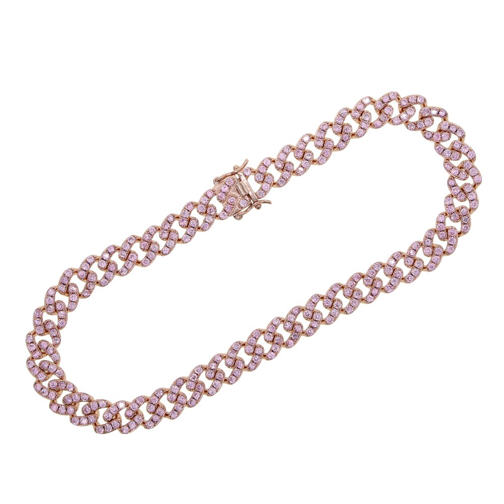 12 millimetri Cubana Miami Link Iced Out 5A cubic zirconia cz Pesante Catena Della Collana Punk Del Choker Bling Bling Pendenti E Ciondoli Hiphop donne degli uomini Dei Monili: rose gold pink cz / 38cm