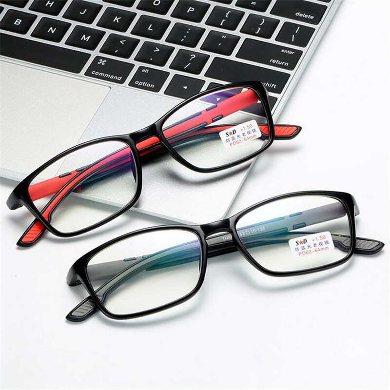 Ultralight Blauw Licht Blokkeren Verziendheid Brillen Voor Ouderen Draagbare TR90 Reader Eyewear Vergrootglas Bril + 1.0 + 1.5 + 4.0