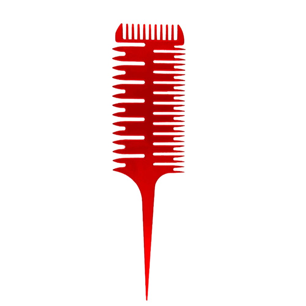 3-Sided Teeth Fishbone Comb Art Highlighting Hairbrush DIY Hairstyle Dyeing Tool: Red