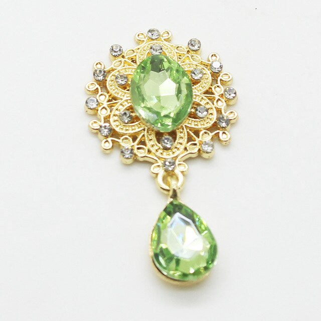 5 flache broschenanhänger, 25*45mm zarte, glänzende broschen aus goldfarbenem metall, dekorative kristall-hochzeitseinladungsideen: 5