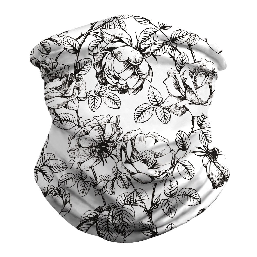 Utomhus sport halva ansiktet täcka balaclava halsduk 3d blommor sömlös bandana hals damask hårband vandring ring halsdukar huvuddukar: Bxha 134