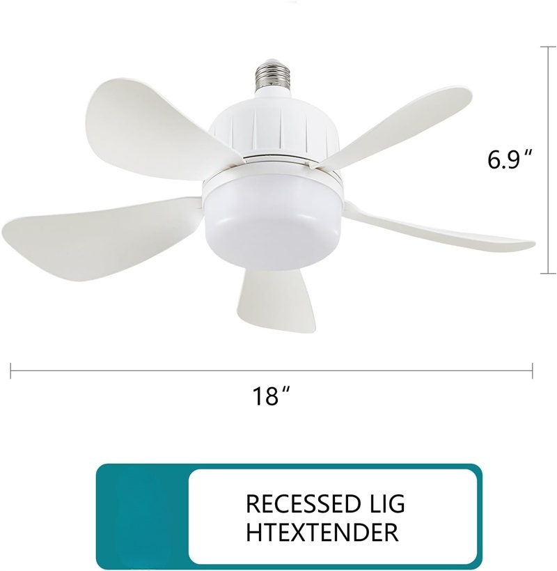 Ventilador de techo LED con casquillo de luz con control remoto E27 ventiladores de techo LED regulables con luces para cocina garaje dormitorio 3 colores