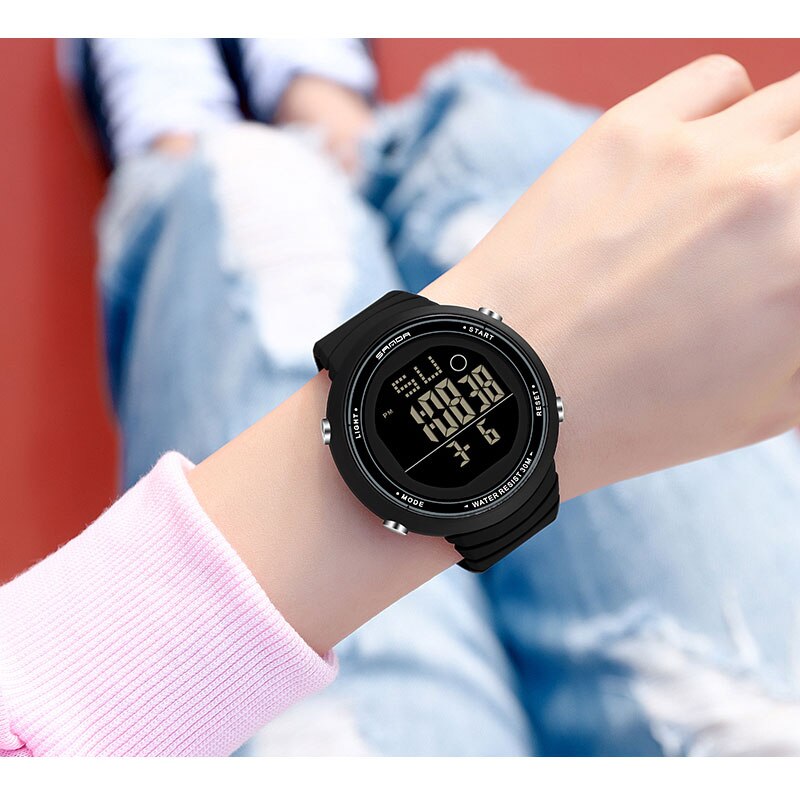 Women Digital LED Sports Watch Multifunctional Waterproof Ladies Pink Wrist-Watch Fit Girl Watches