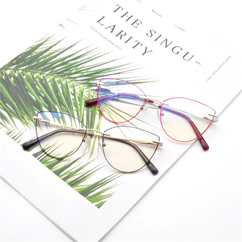 Frame Spectacles Computer Spectalescles LUCIDIE Vintage Retro Cat Eye Metal Spectacles Fra... – Vicedeal
