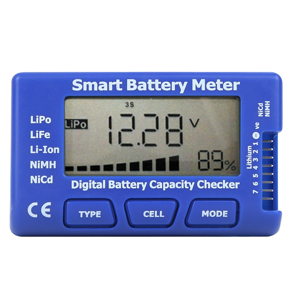 5- in -1 älykäs digitaalinen akkumittari akun kapasiteetin tarkistus esc/servo/ppm testeri lcd-taustavalolla 83 x 50 x 15mm