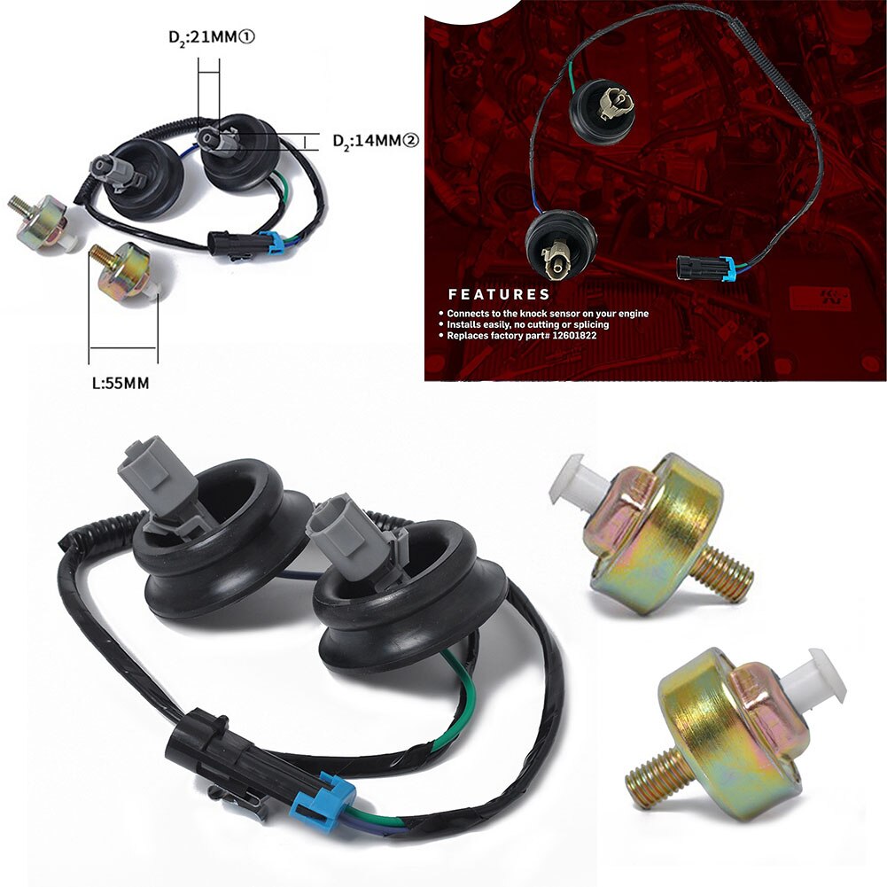 Knock Sensor for Chevy GMC Silverado Sierra Cadillac 5.3L 6.0 w/Harness
