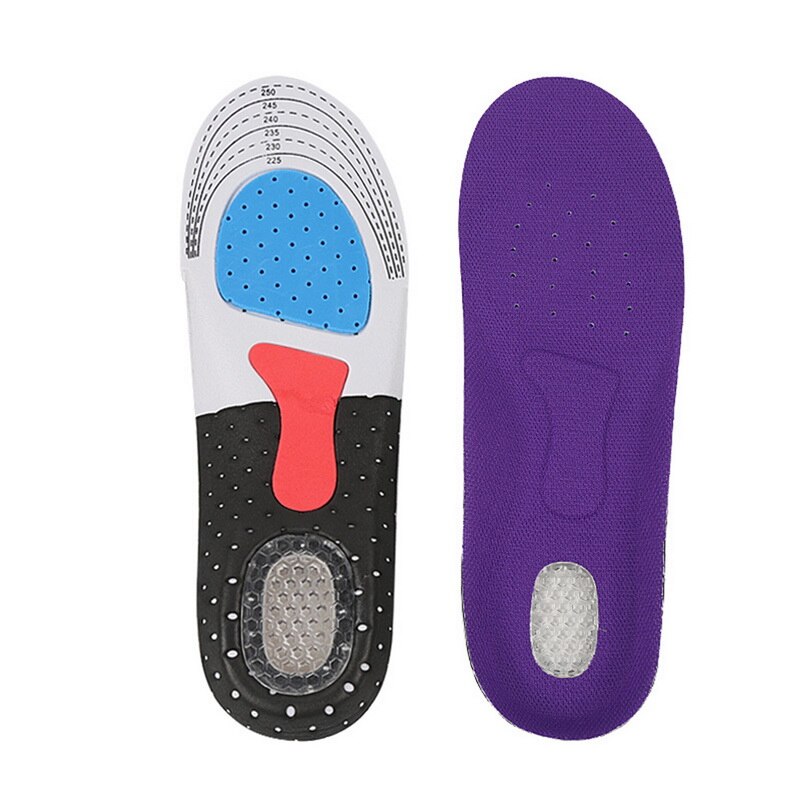 Plantillas de Gel de silicona para correr, para pies, hombre y mujer, almohadilla ortopédica, masajeador, absorción de impacto, soporte para arco: Purple S 35-40