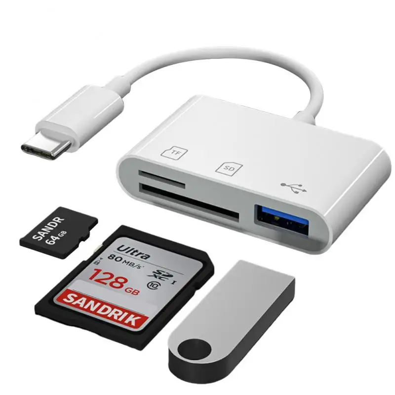 Lector de tarjetas SD USB 3,0 USB-C a adaptador de tarjeta SD TF lector de tarjetas de memoria para Mac IPad Pro Air IMac portátil para teléfono Android: Rose Gold