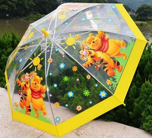 Gennemsigtig børn paraply børn barn pige tegneserie dyr lige stang børn paraplyer parasol på: Gul