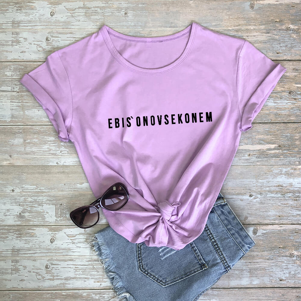 Russische Brief Print 100% Katoen Zomer Vrouwen T-shirt Herfst Vrouwelijke Shirts Casual O-hals Korte Mouw Tops Hipster Tumblr tee