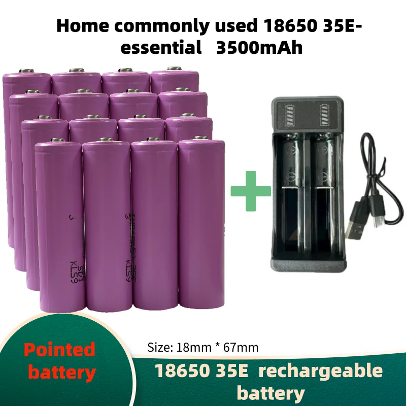 original for 18650 Pointed battery INR18650 35E Rechargeable battery For Battery Packs Backups Power Tools Lithium Batteries: PURPLE