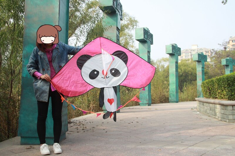 Cometa de oso Panda con hilo para niños, juguete infantil de prevención de rasgaduras, deportes al aire libre, surf, herramienta voladora con hilo para cometas