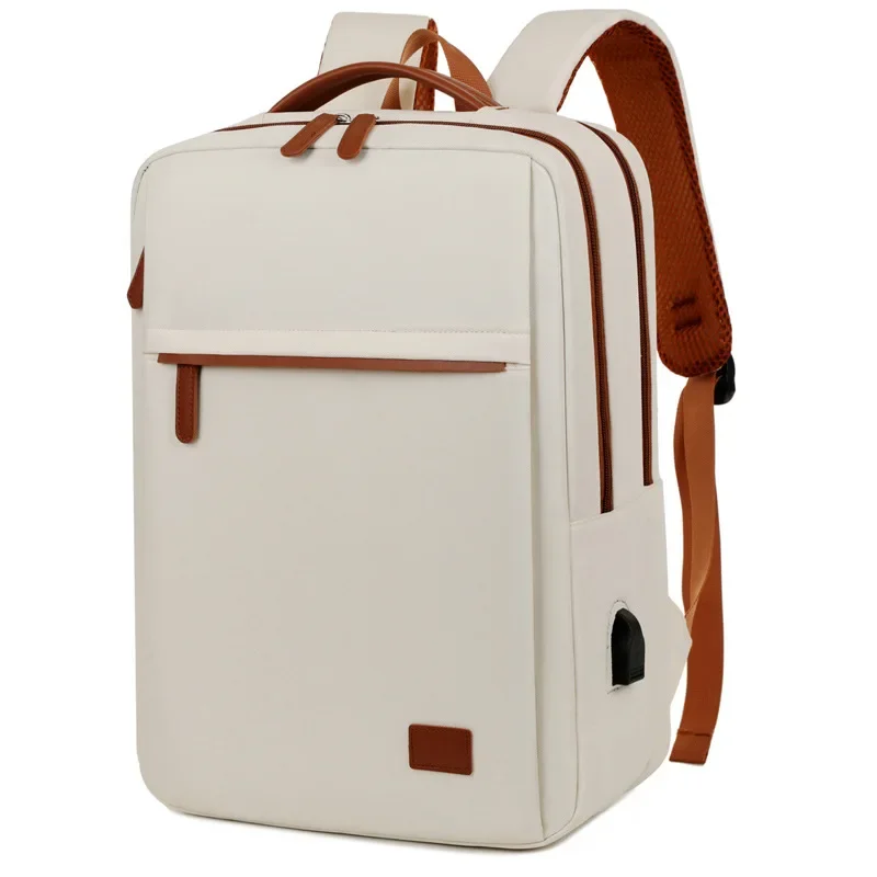 Business Backpack For Men Women Trendy 15.6-Inch Laptop Backpack Blue Beige Student Schoolbag Boarding Male Backpack: black