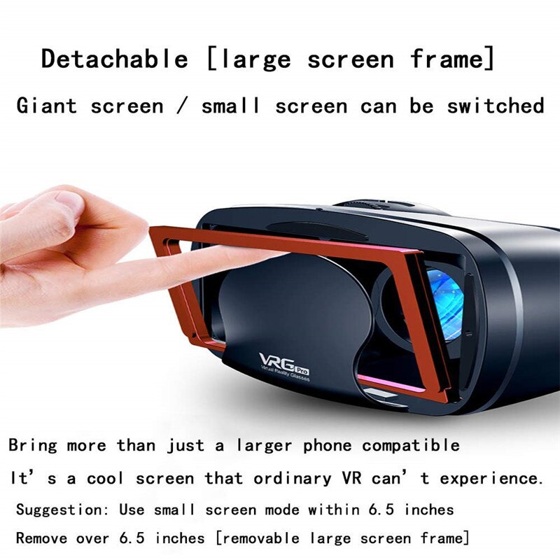 Vrg pro virtual reality vr briller fuld skærm visuel vidvinkel 120 grader vr briller til 5 to 7 tommer smartphone enheder