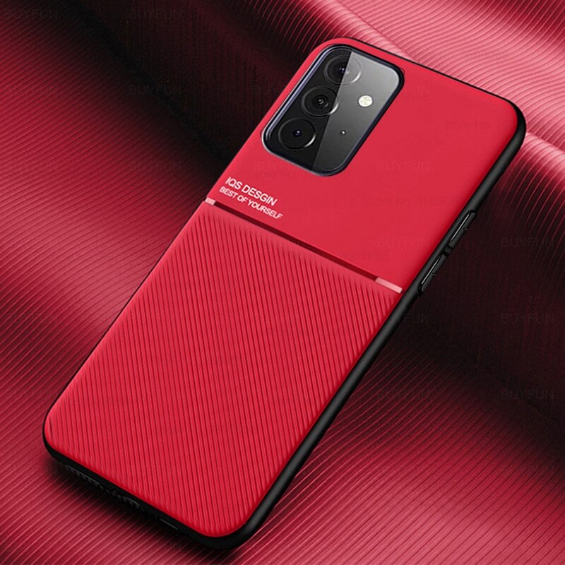 Samsung 52 caso textura de cuero coche magnético teléfono cubre para samsung galaxy a52 5g sm-a526b/ds 6,5 ''de silicona a prueba de golpes a prueba de coque: for Samsung A52 4G / red