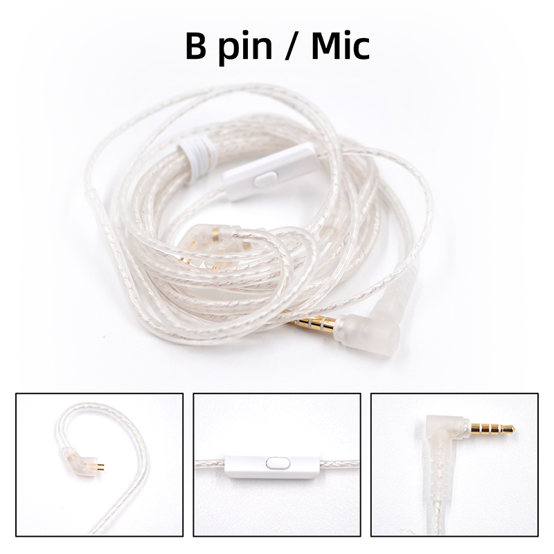 Auriculares KZ ZSX/ZSN Pro/ZS10 Pro/AS16, Cable de actualización Chapado en plata, 2 pines, 0,75 MM, Cable de cobre libre de oxígeno de alta pureza: B Pin With MIC