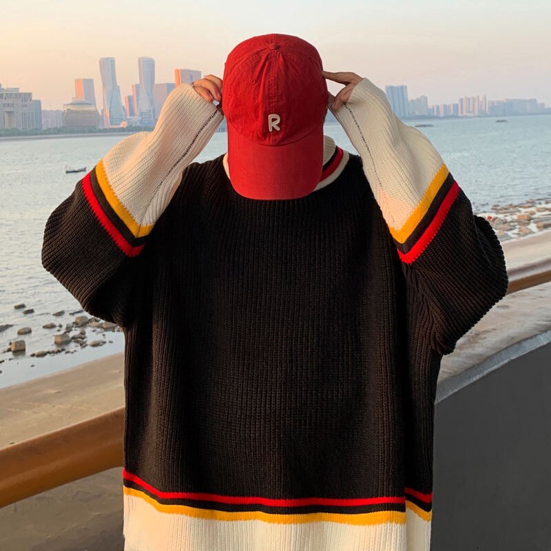 Inverno camisola de gola alta calor masculino moda hit cor casual malha pulôver masculino selvagem coreano tricô suéteres roupas dos homens: Black / XL