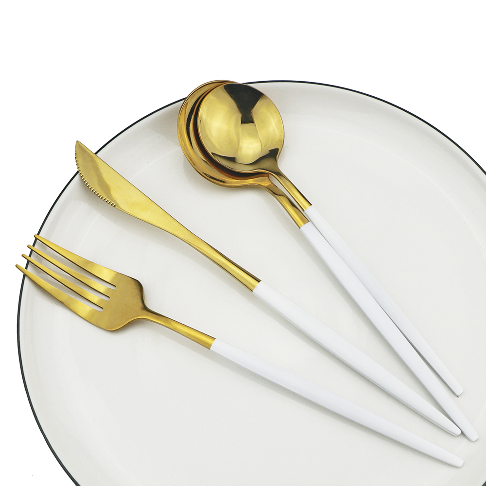 4 stk sort dessertske sæt lang skaft spejl ske bestik guld bestik køkken tilbehør 304 rustfrit stål service