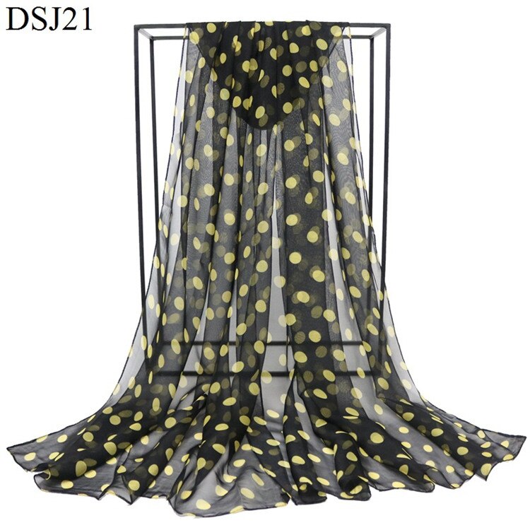 Speelk Brand Polka Dot Georgette Silk Scarf Women Dots Scarves And Wraps Female Long Outdoor Shawls: 6