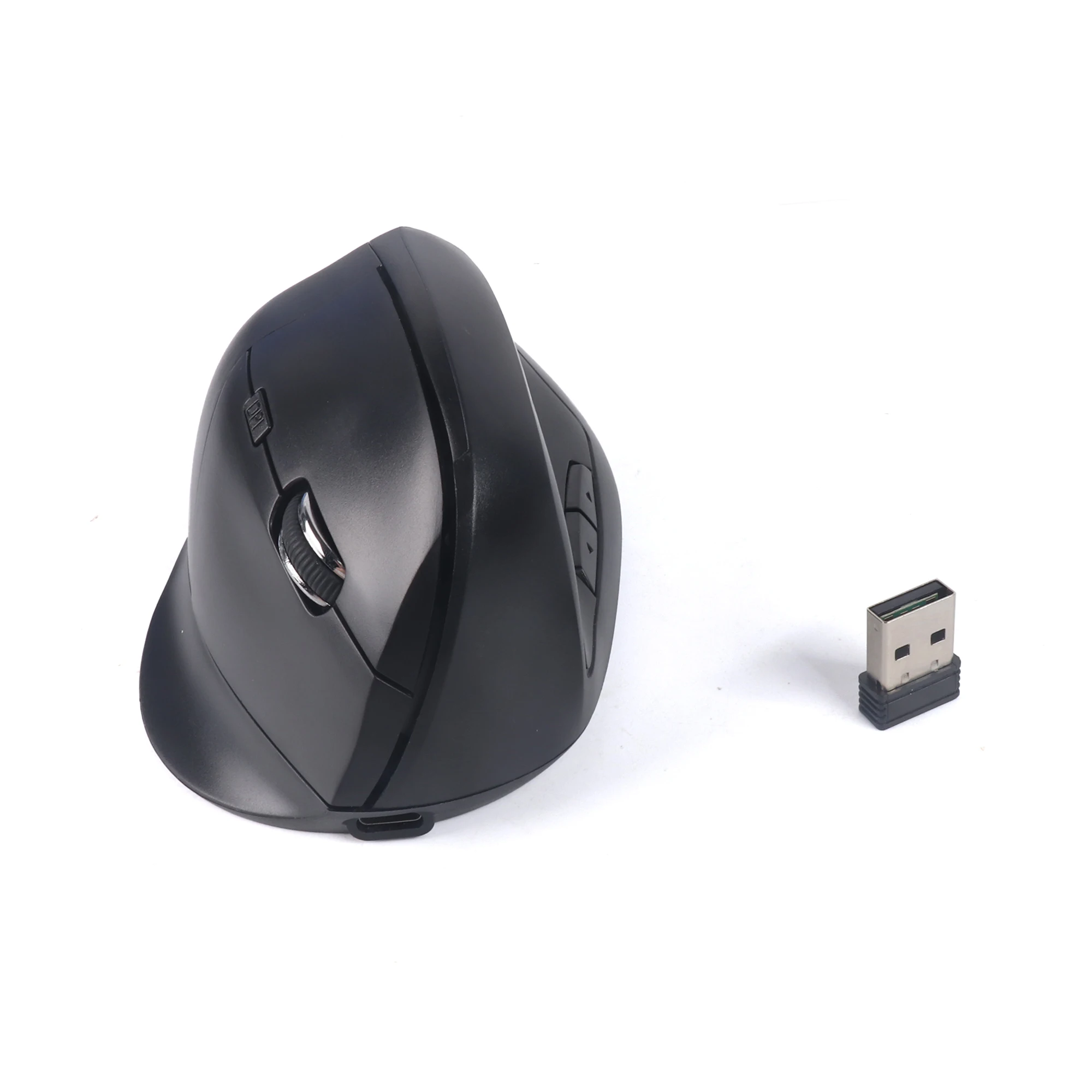Wireless Vertical Mouse 2.4G Bluetooth Dual-mode Rechargeable Ergonomics Low Noise Button Office Use Mause With Side Buttons: black