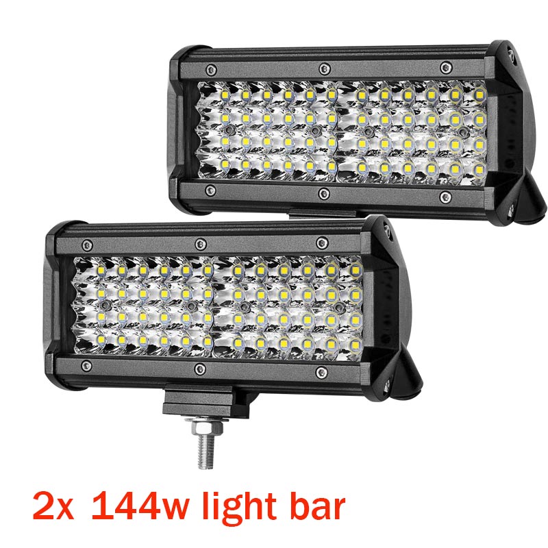 7 tommer 120w combo led lysbjelker spot flomstråle for arbeidskjøring offroad båt bil traktor lastebil 4 x 4 suv atv 12v 24v: 2 x 144w