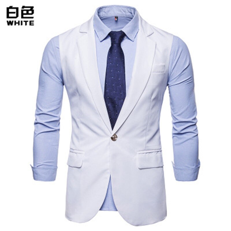 Mens Vest Waistcoat Men's Suit Dress Vest Autumn Slim Fit Longline Single Breasted Tuxedo Vests Gilet Costume Homme XXL: White / XXL