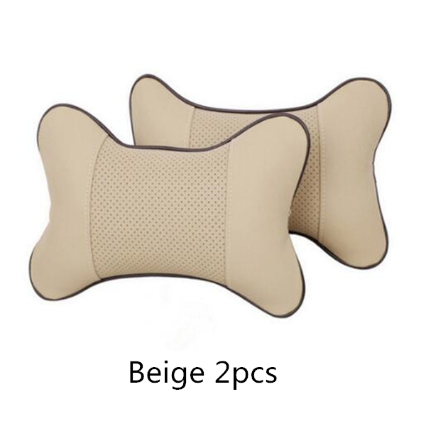 2pcs Car neck pillows universal headrest case for Porsche 911 918 Cayenne Macan Panamera Cayman Carrera Boxster: Beige 2pcs