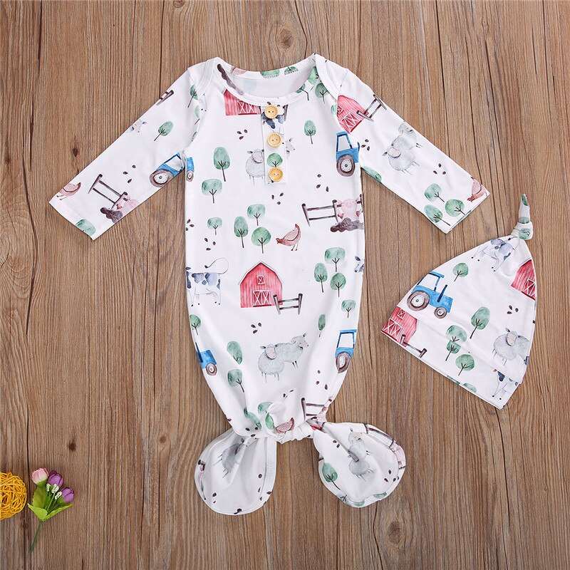 Newborn Baby Floral Swaddle Blanket Toddler Girl Boys Receiving Blanket Infant Swaddle Wrap Hat 2pcs