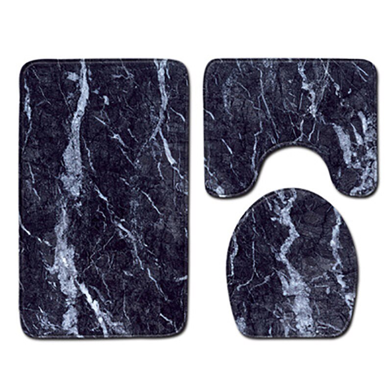 Colorful Bathroom Rugs 3pcs/Set Closestool Seat Mat Toilet Seat Mat Anti Slip Wc Mat Marble Effect Floor Mats Home Toilet Carpet: C011
