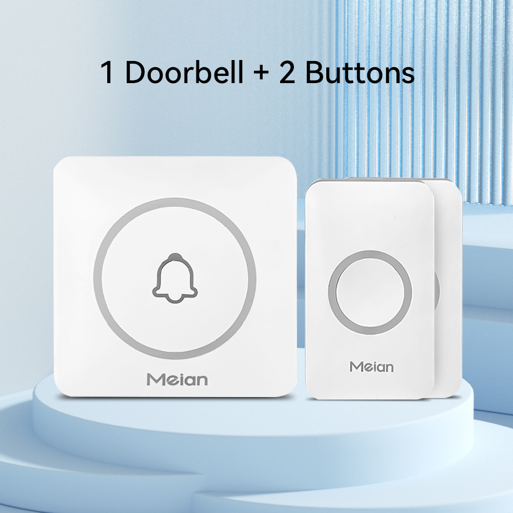 Meian-sonnette sans fil extérieure, sonnette de bienvenue pour maison intelligente, sonnette de porte étanche IP65, Kit de carillon, sonnerie 60, alarme Flash LED: Beige / Prise anglaise